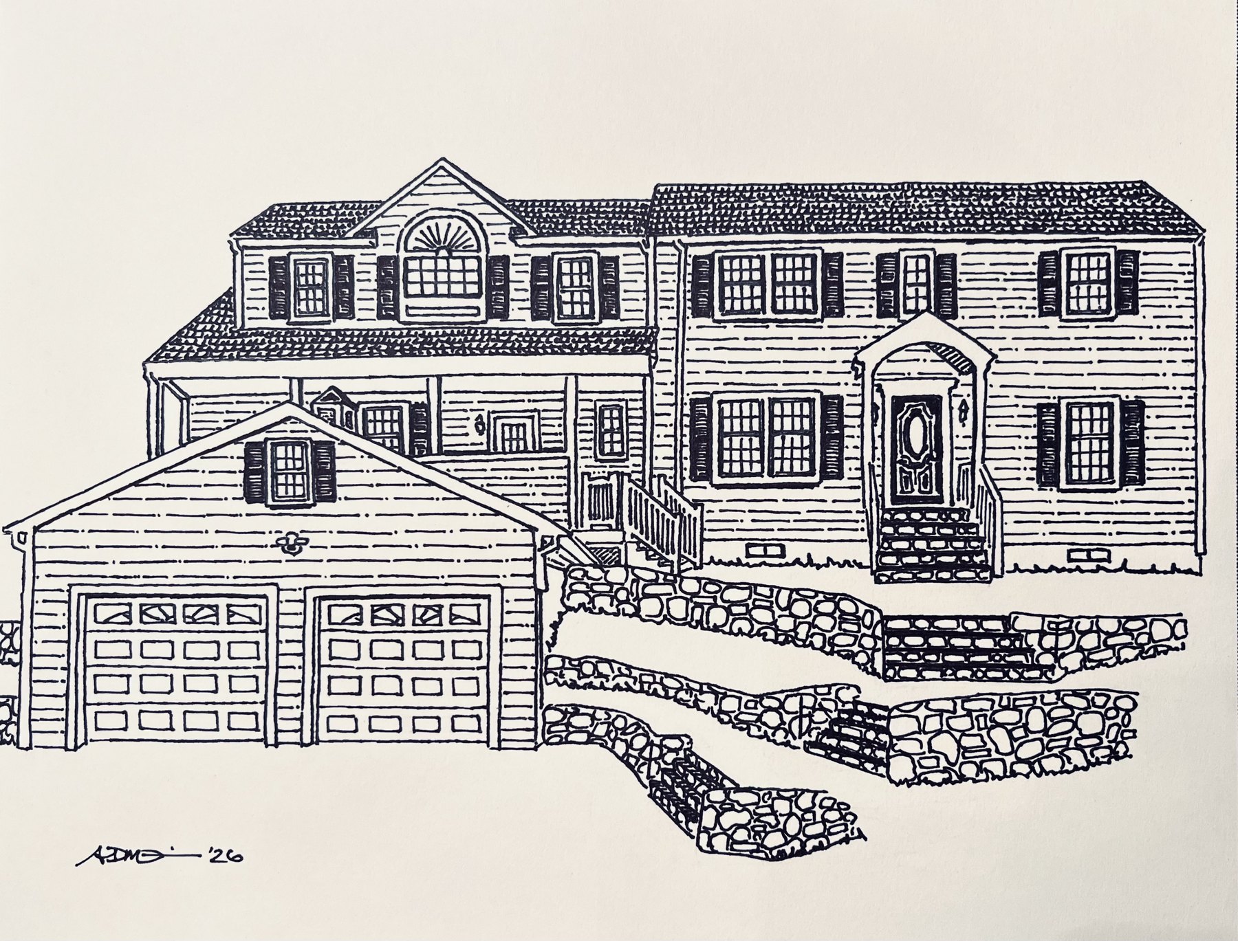Custom house sketch in North Andover, MA