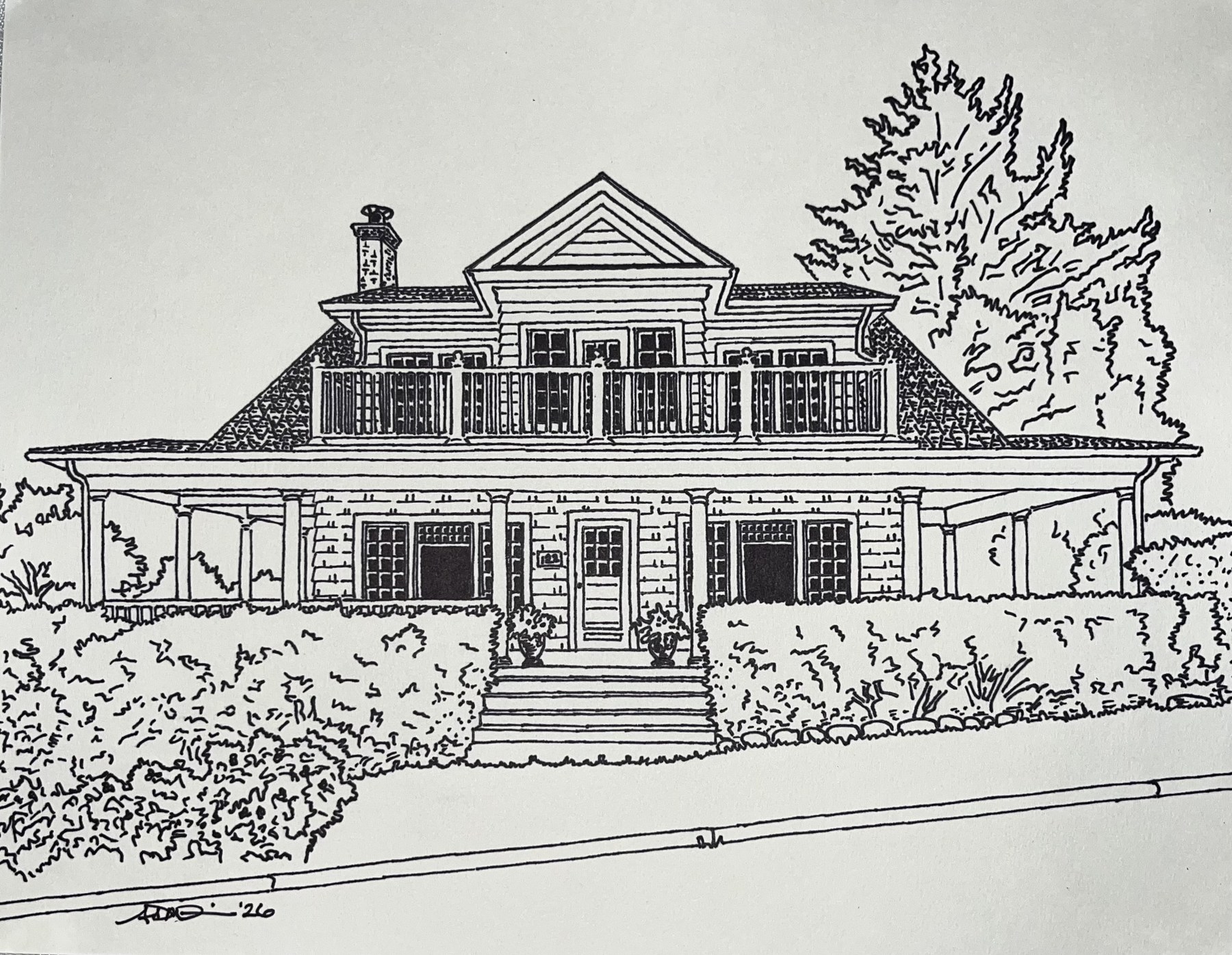 Custom house sketch in Ogunquit, ME