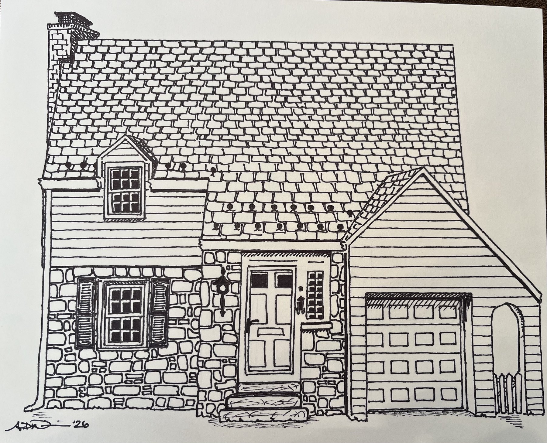Custom house sketch in Scarsdale, NY