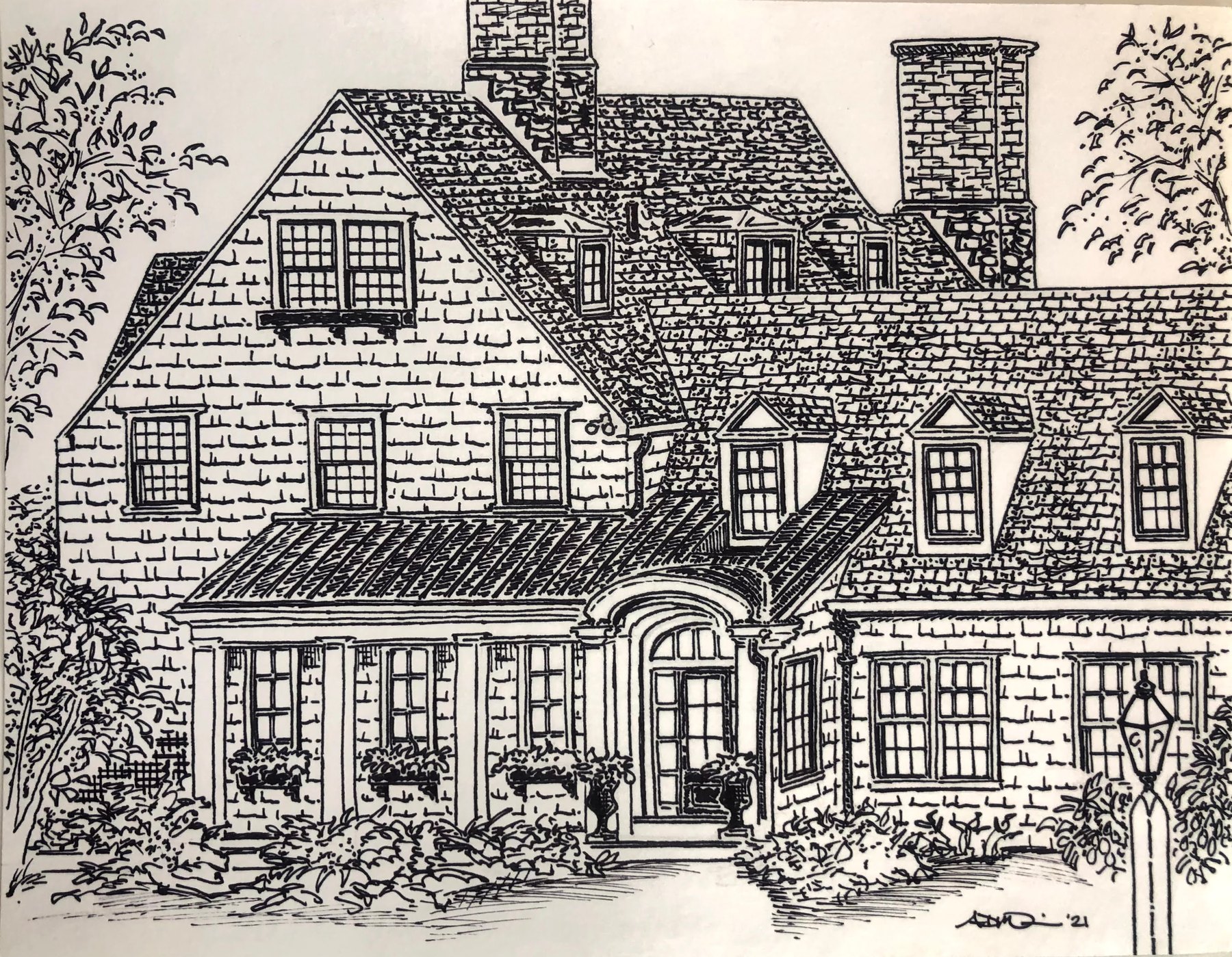 Custom house sketch in West Hartford, CT