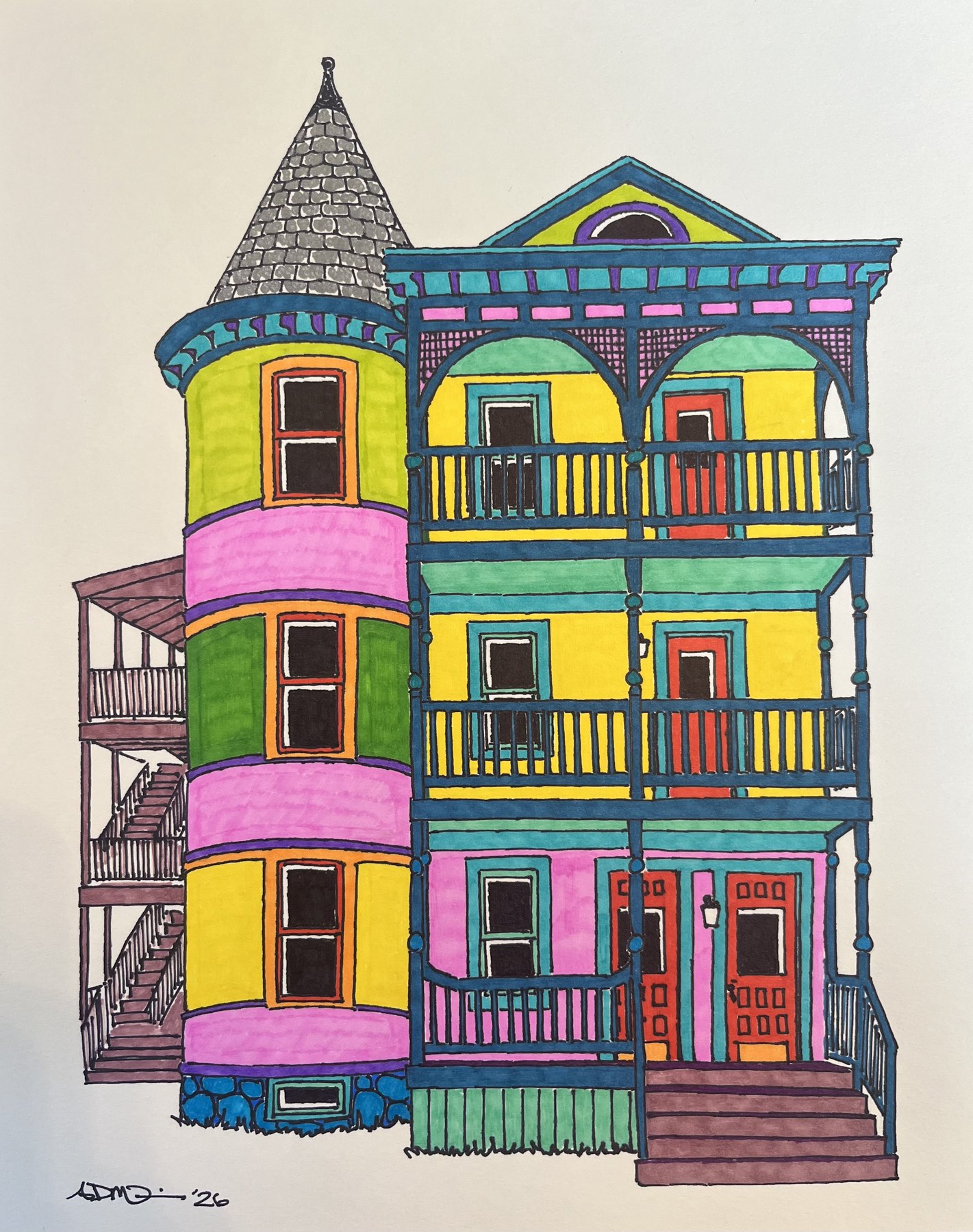 Custom house sketch in Worcester, MA