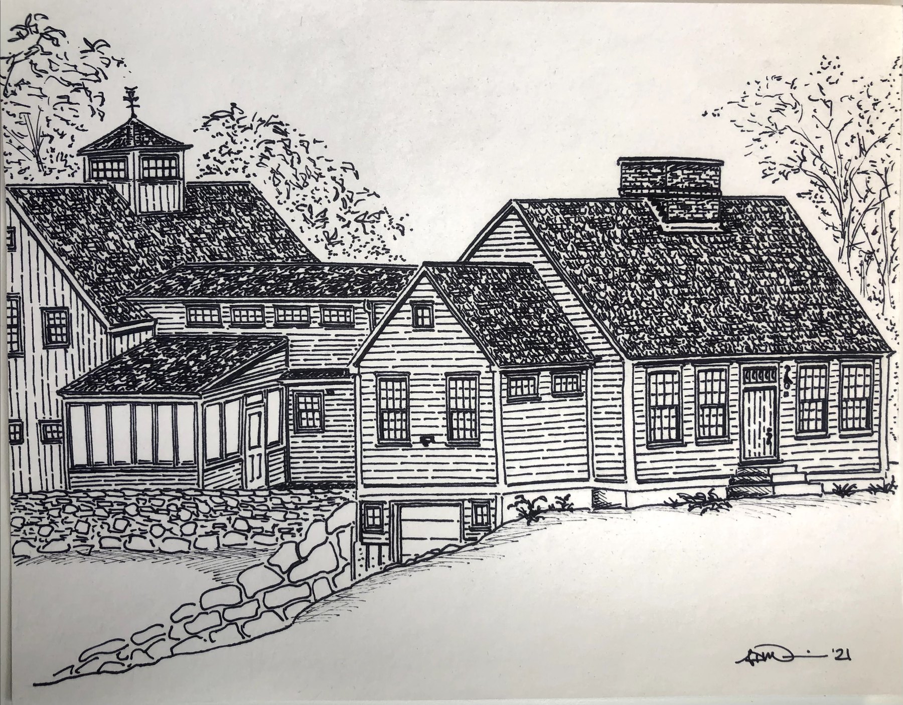 Custom house sketch in Yarmouth, ME